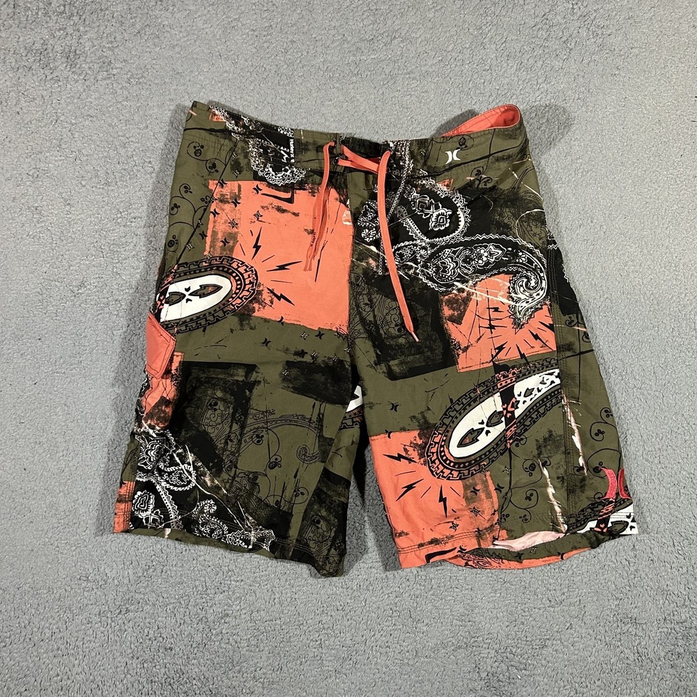Hurley Board Shorts Swim Trunks Mens Large Olive Green #3680